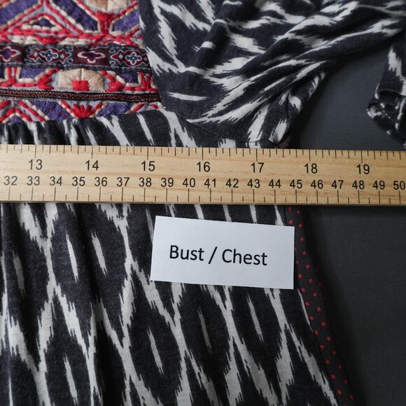 Anthropologie One September Top XS Ikat Boho Peasant Artsy Sheer Back Statement - Picture 11 of 14